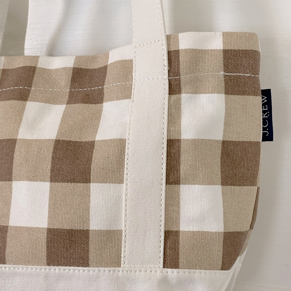 J. CREW FACTORY Mini Structured Canvas Plaid Tote Bag - New With Tags - Picture 6 of 9